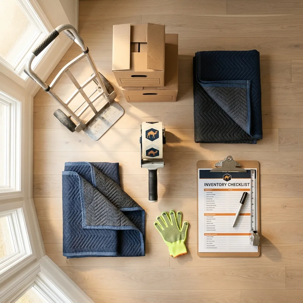 Professional moving supplies and packing materials layout for University Place residential relocations
